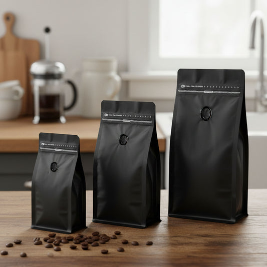 Bolsa Stand Up Pouch con Válvula y Zipper para Café – Blanca o Negra