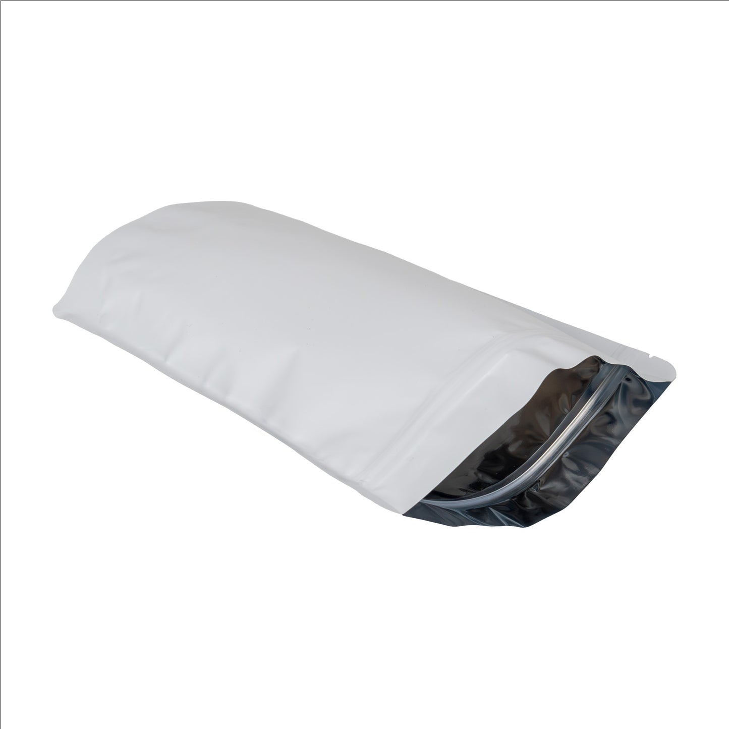 Bolsa Stand Up Pouch Blanca Metalizada con Zipper
