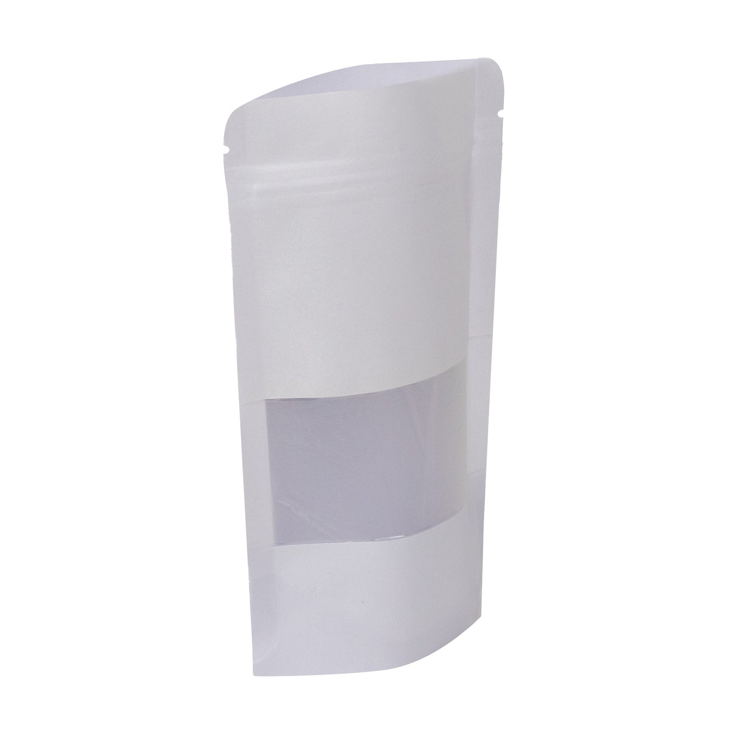 Bolsa Stand Up Pouch Kraft Blanca con Zipper y Ventana 50g