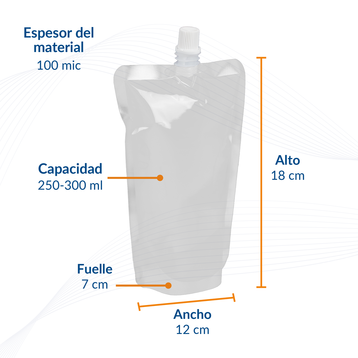Bolsa Stand Up Pouch con Boquilla para Líquidos – 250 ml a 1 Litro