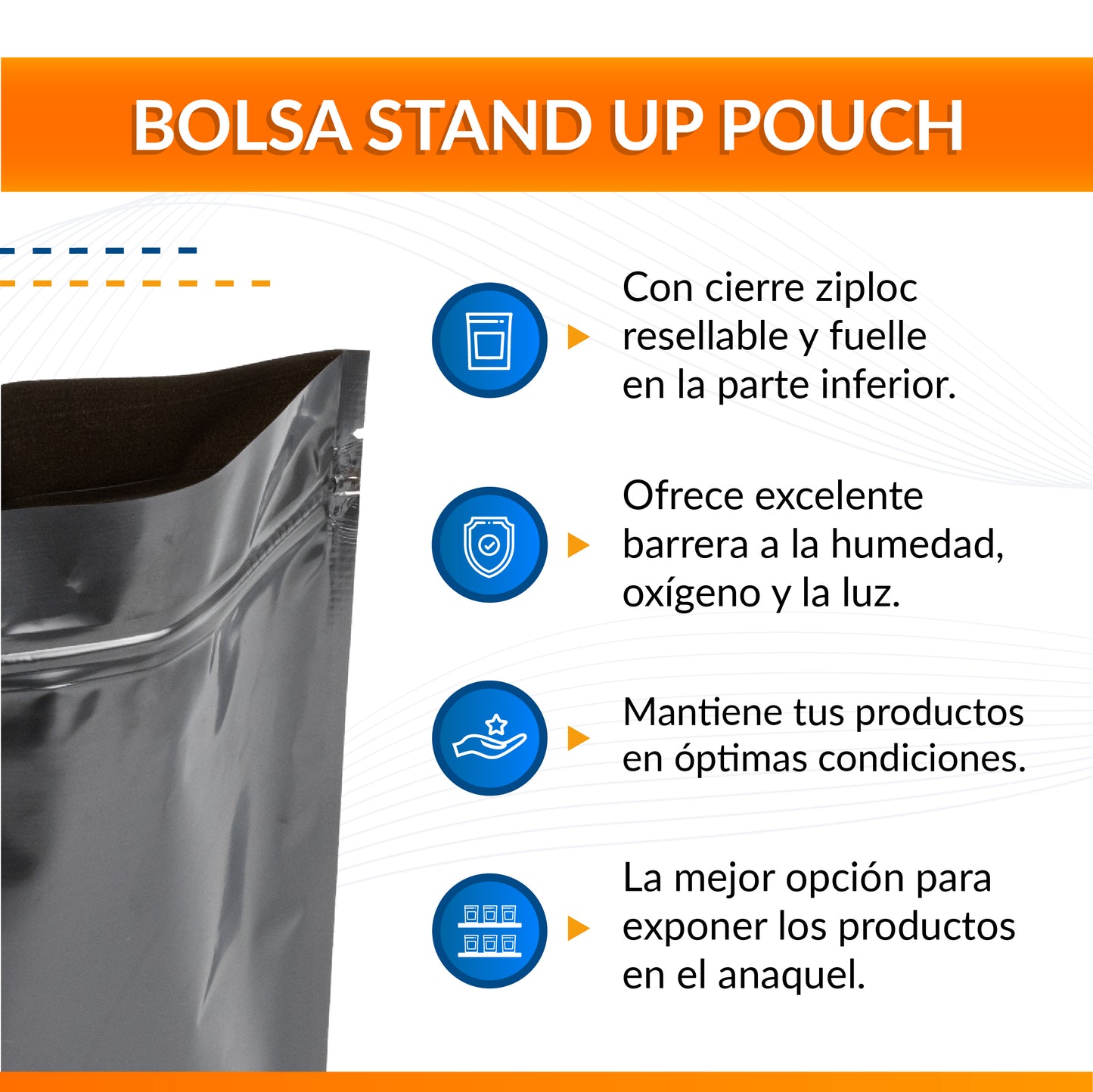 Bolsa Stand Up Pouch Negra Metalizada con Zipper 250 g