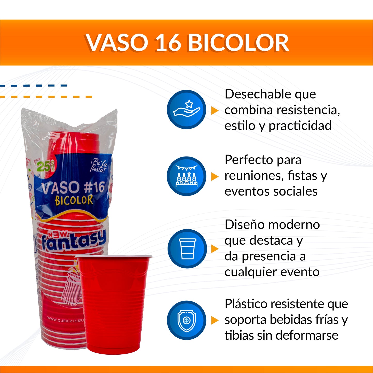 Vaso Fantasy Rojo Bicolor #16 – Caja con 1000 piezas