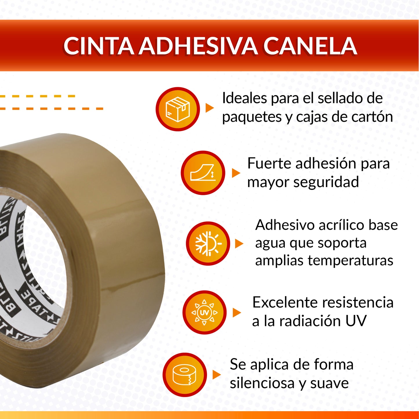 Cinta Adhesiva Canela Serie R 48 x 150 mts
