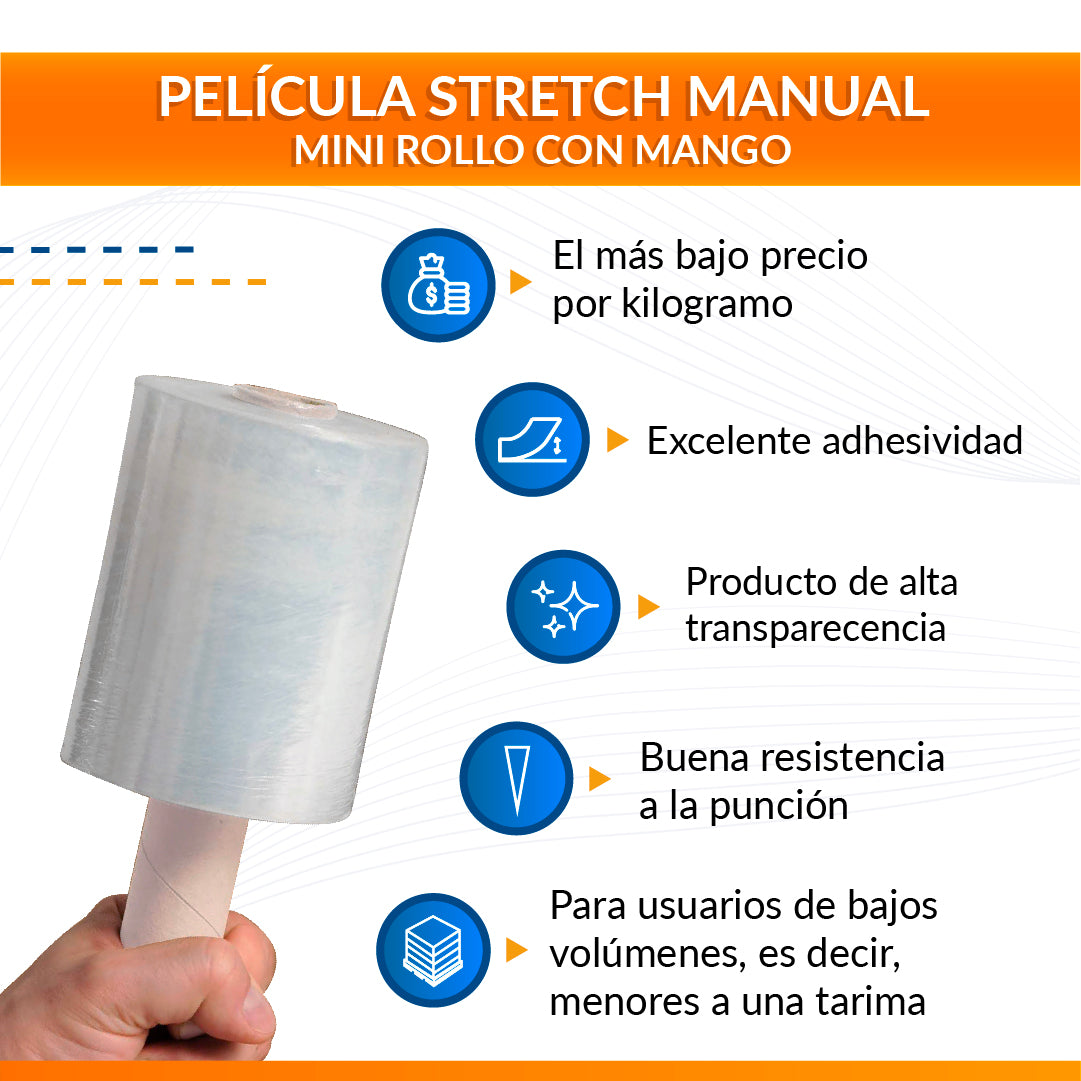Packsys Mini Rollos de Película Stretch con aplicador