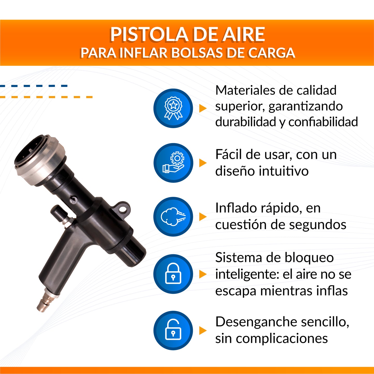 Pistolas para inflar bolsas de carga