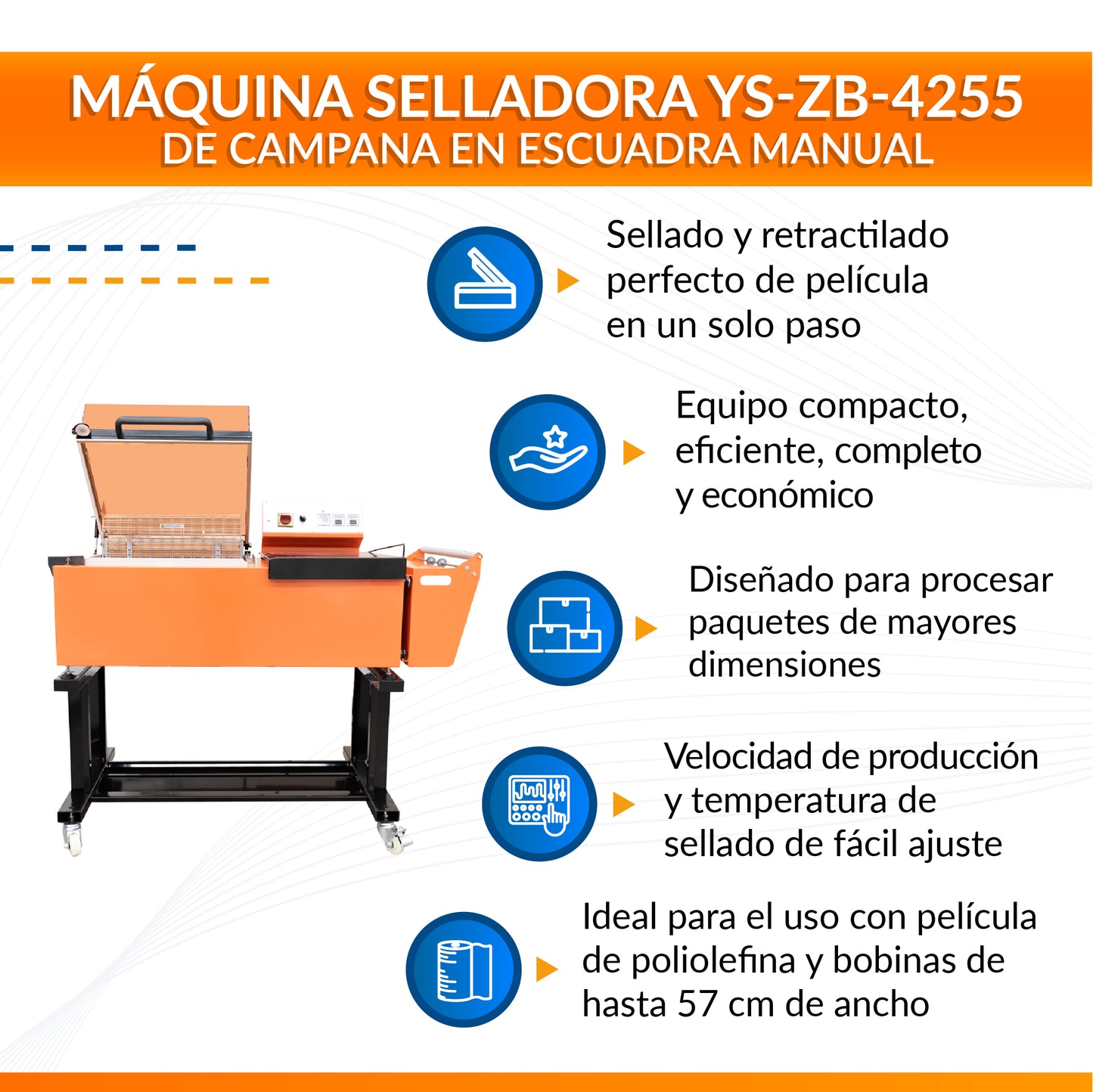 Máquina selladora de campana en escuadra manual YS-ZB-4255