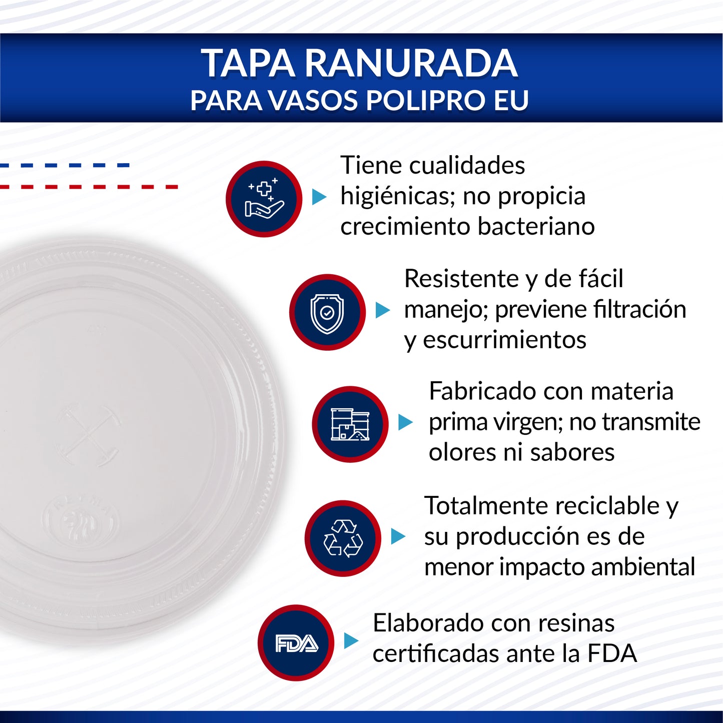 Tapa ranurada para vaso linea EU Reyma