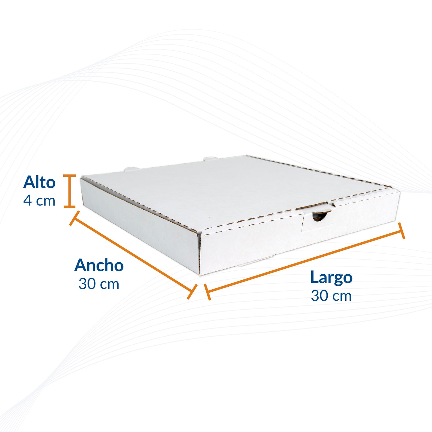 Caja para pizza de 12" Color Blanco 30x30x4cm 50 piezas