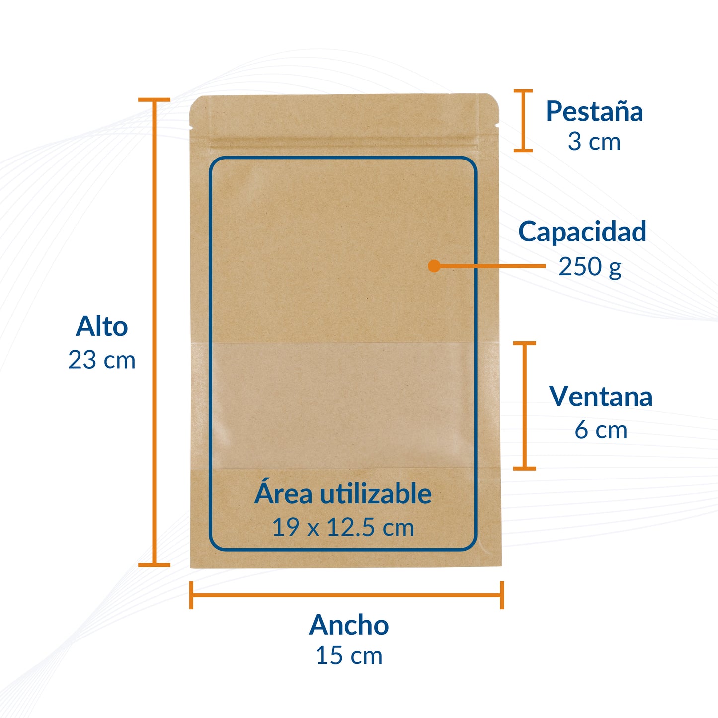 Bolsa Stand Up Pouch kraft con Zipper y Ventana