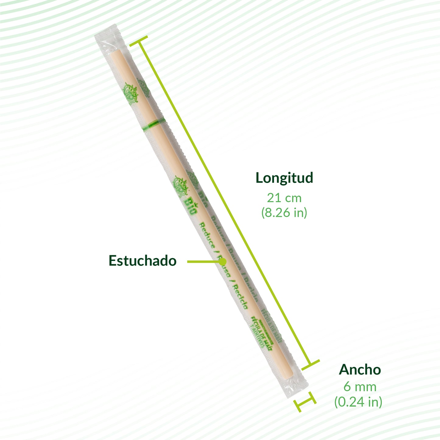 Popote Biodegradable estuchado