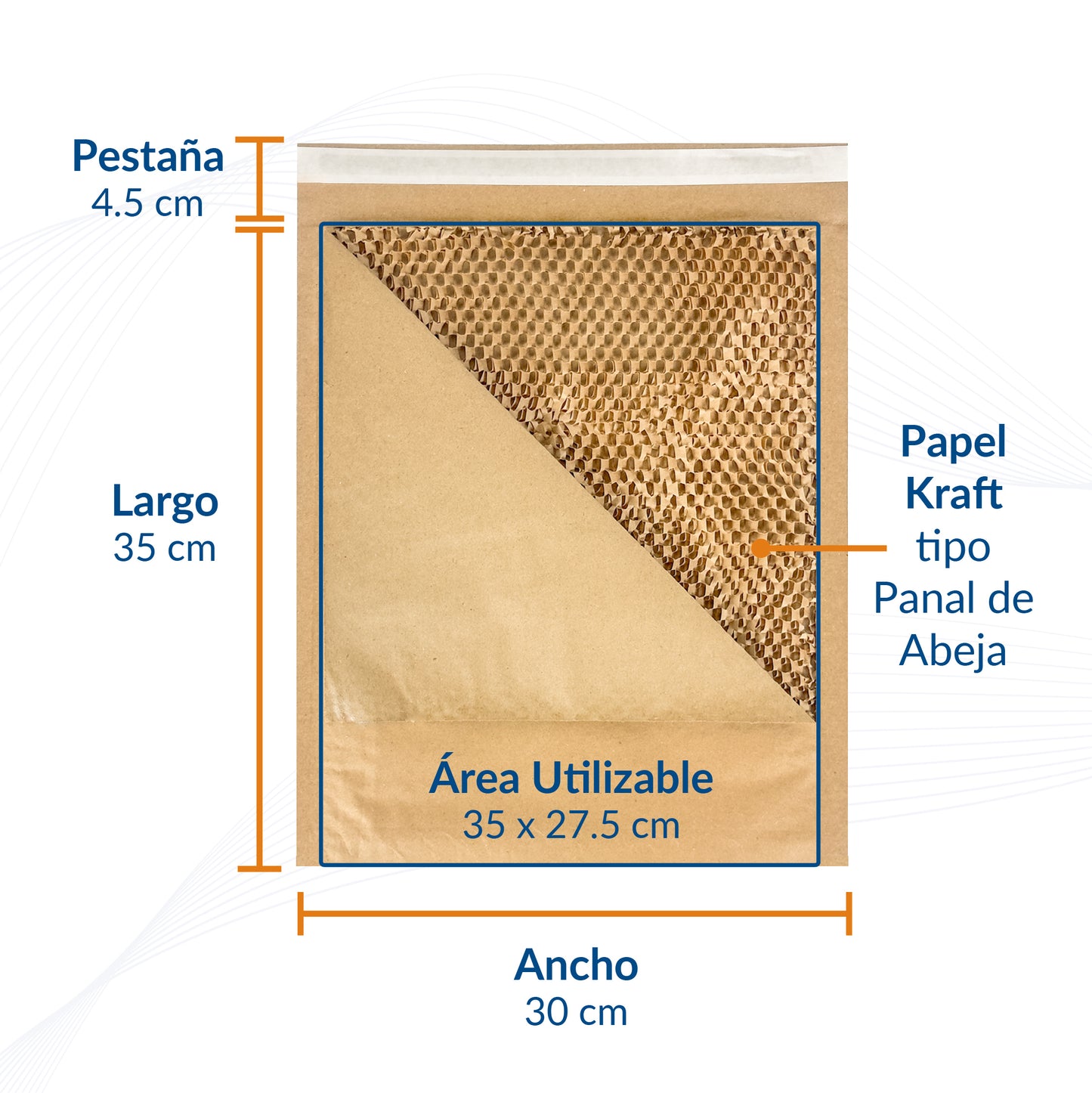 Sobres Protectores de Papel de panal de abeja para productos frágiles