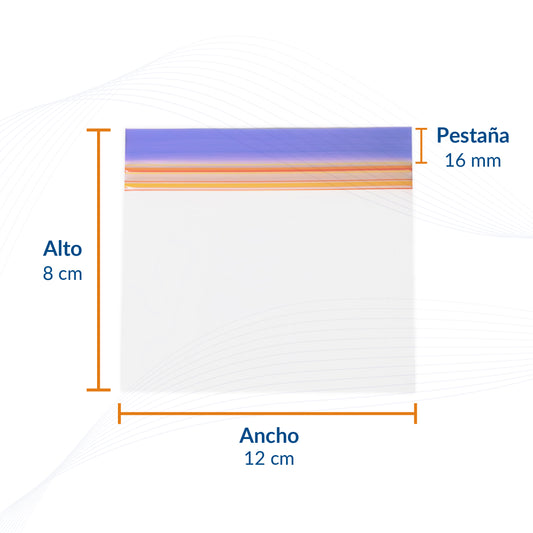 Bolsa resellable con pestaña morada 12 x 8cm