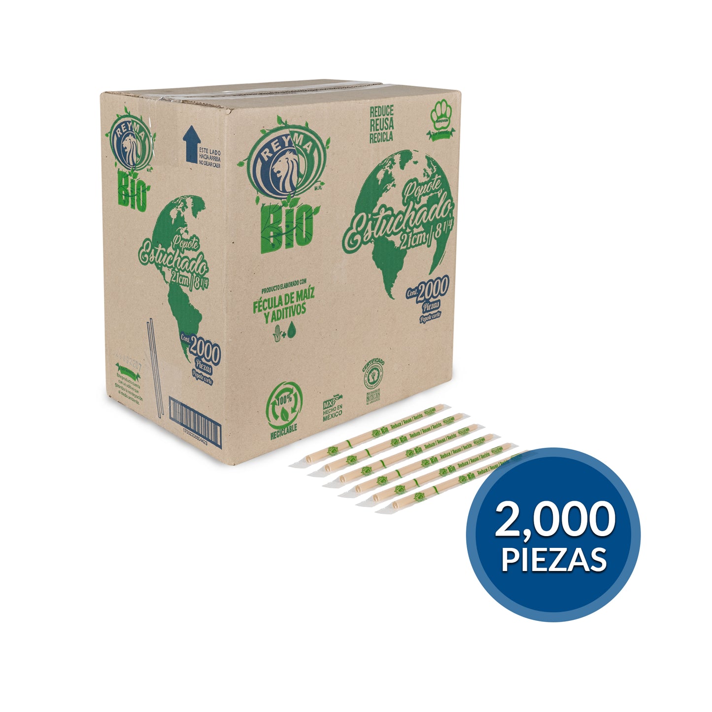 Popote Biodegradable estuchado