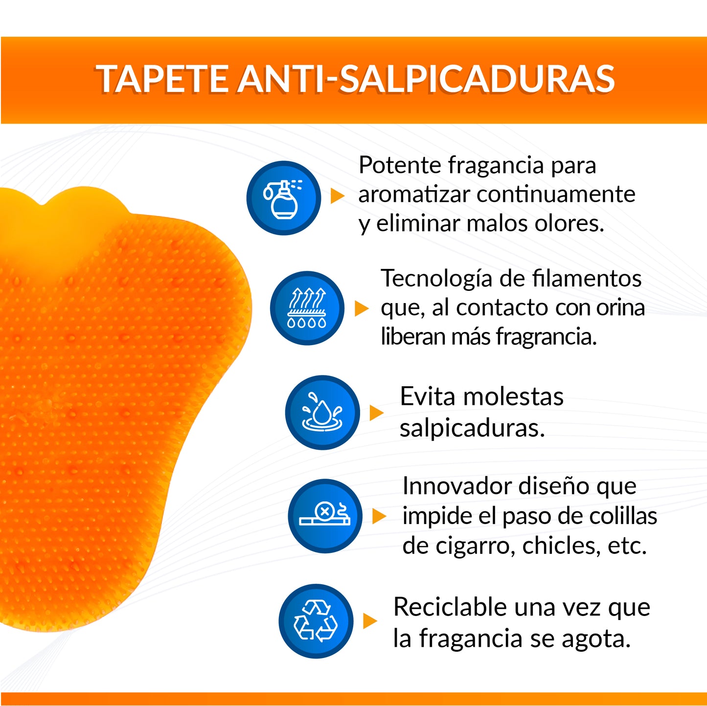 Tapete Filamento Antisalpicaduras para Mingitorio 10pz