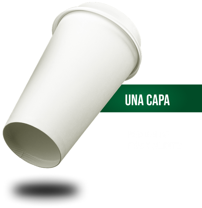 Vaso de papel blanco de una capa para bebidas frías y calientes; imagen de referencia de la familia