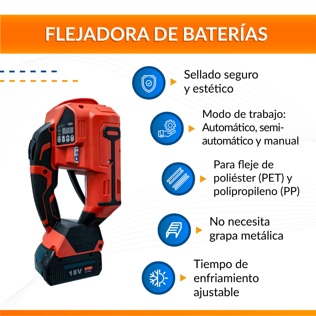 Flejadora de batería