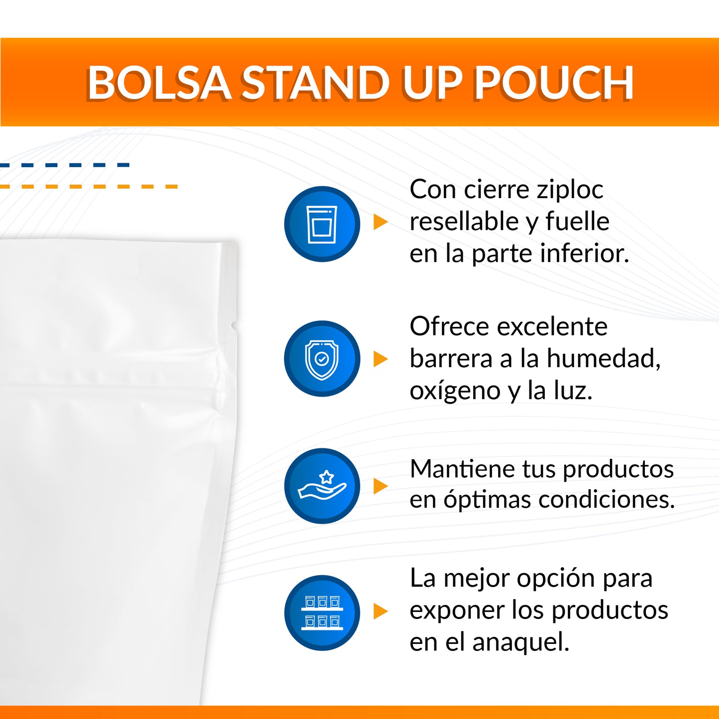 Bolsa Stand Up Pouch Cierre Blanco Mate 40 gr