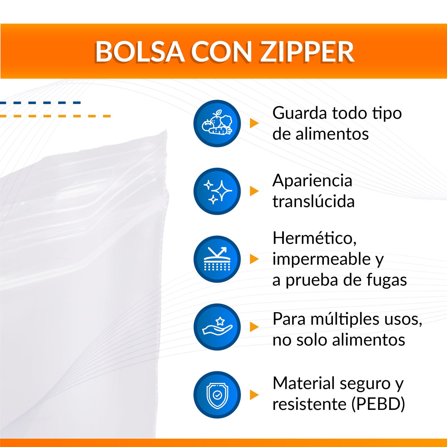 Bolsa resellable 5 x 5 transparente