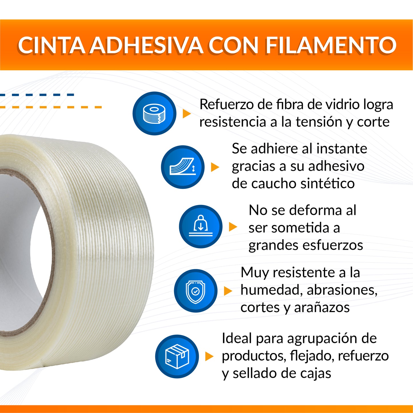 Cinta con Filamento 24 mm x 50 mts