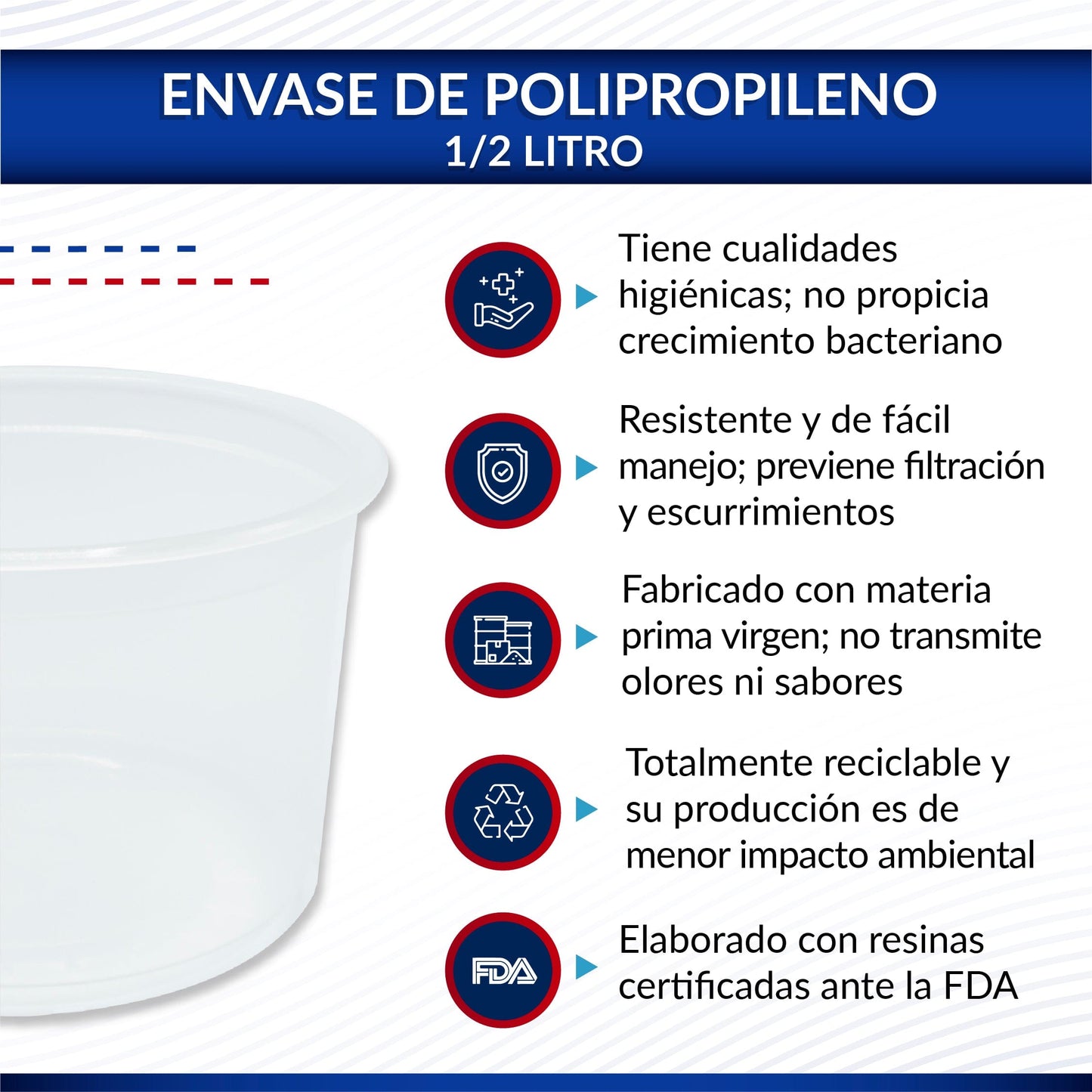 Reyma® Envase Plástico Desechable 1/2 litro