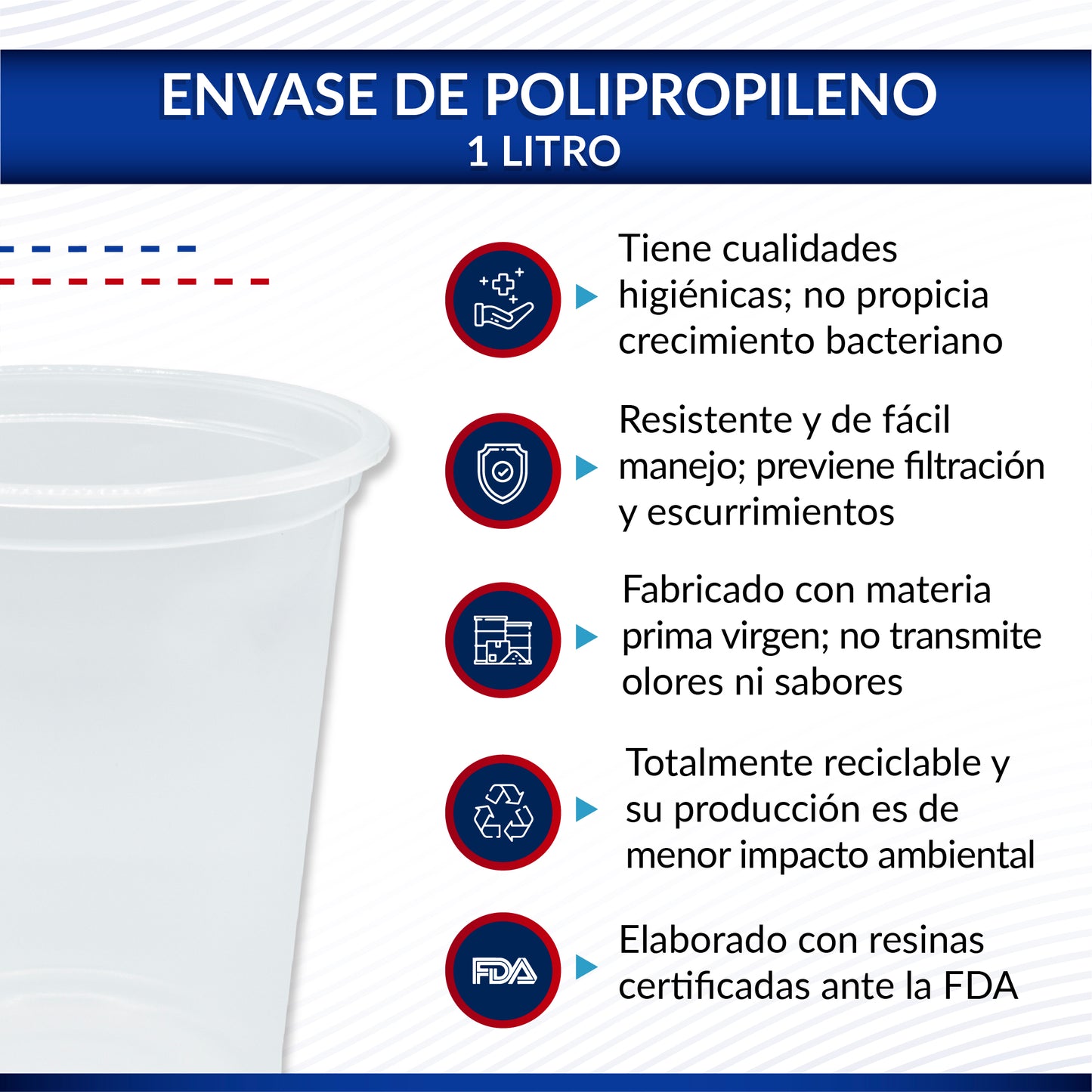 Reyma® Envase Plástico Desechable 1 litro