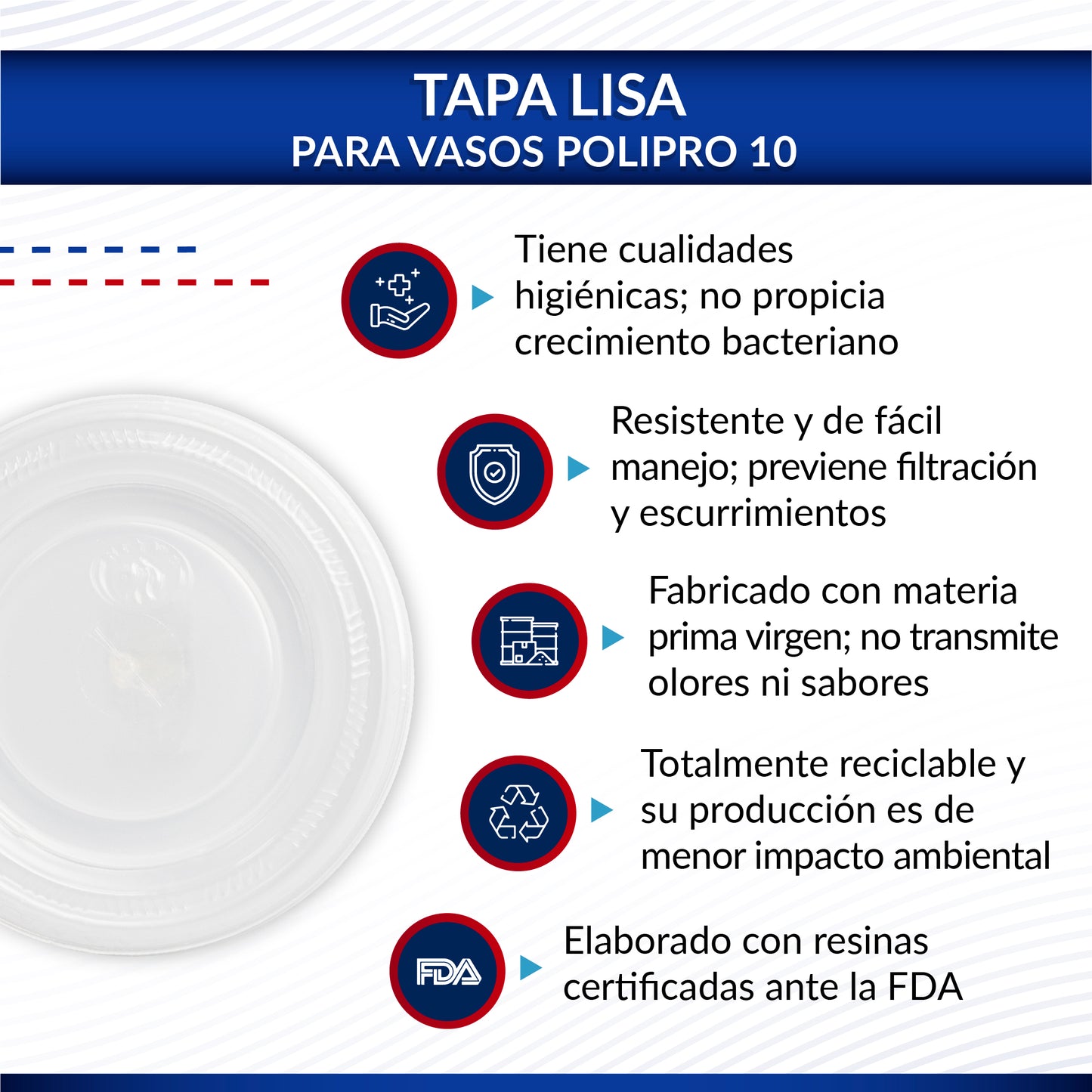 Tapa lisa para vaso polipro Nº 10