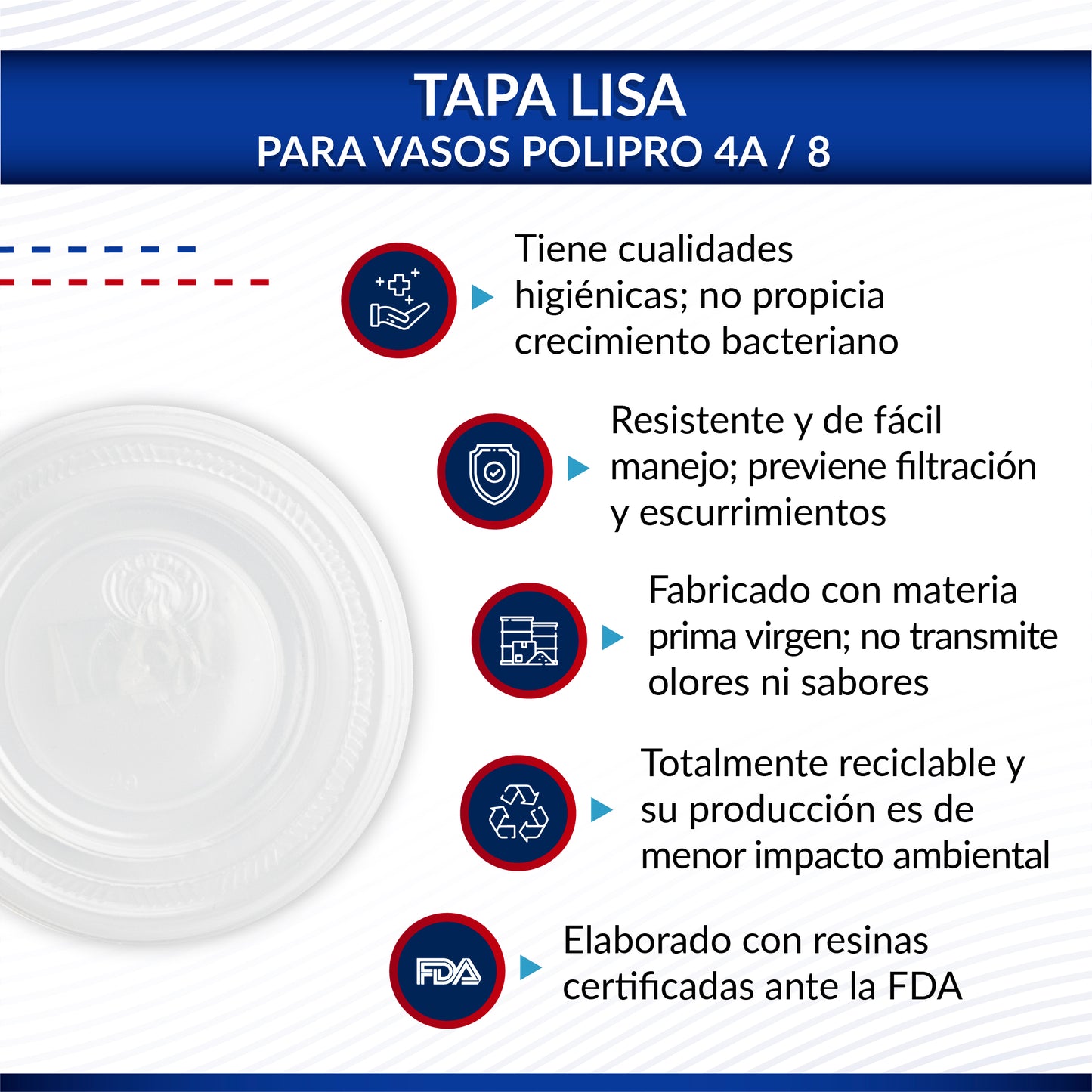 Tapa lisa para vaso polipro Nº 4A/8