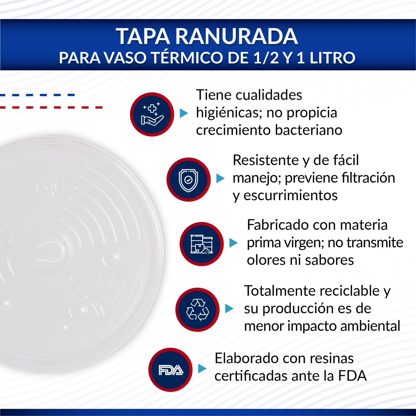 Tapa ranurada p/vaso térmico 1LT y 1/2lt