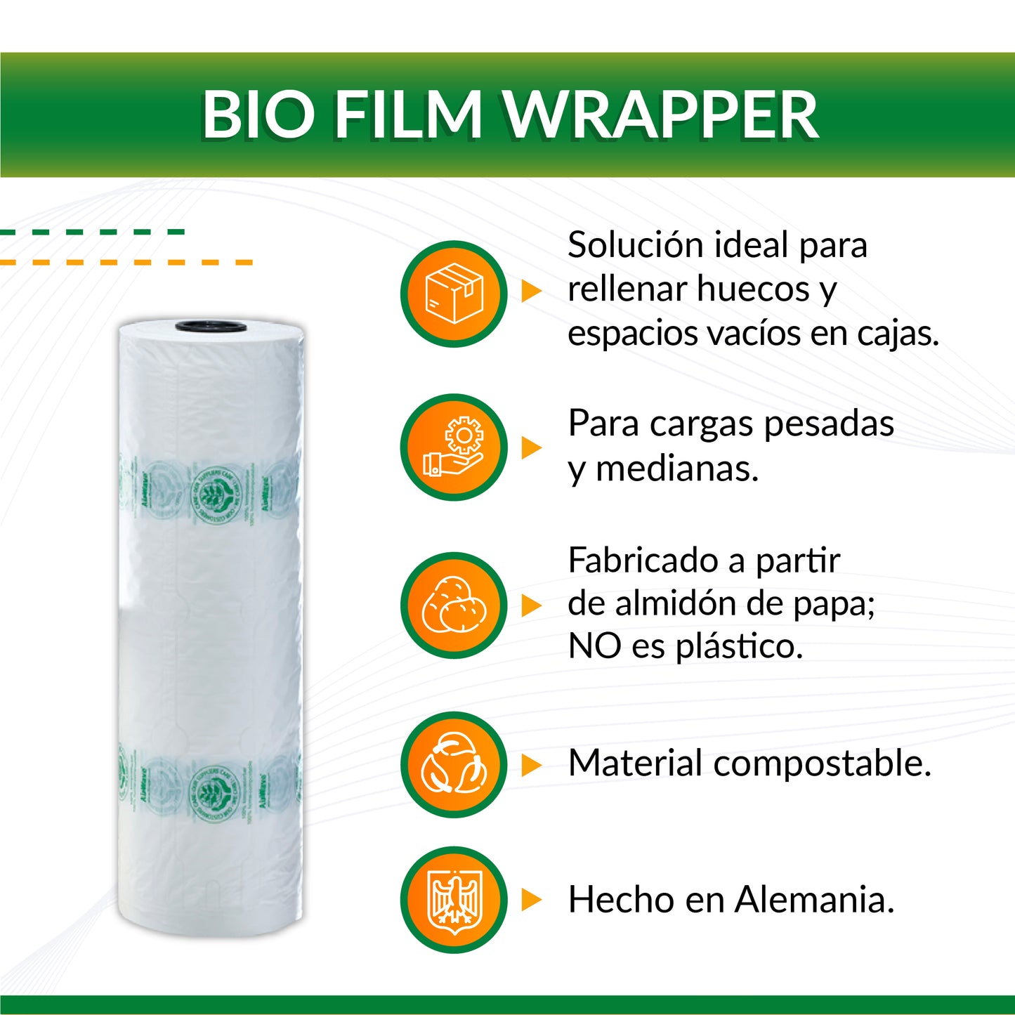 Almohadillas de aire Wrapper Bio-film 420X320 mm con 365 m de largo