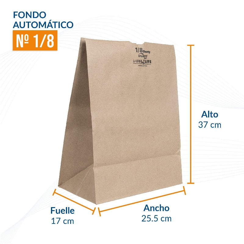 Bolsa Kraft #1/8 fondo automático