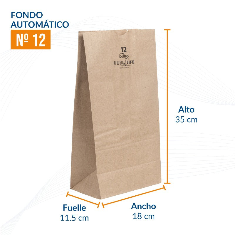 Bolsa Kraft #12 fondo automático