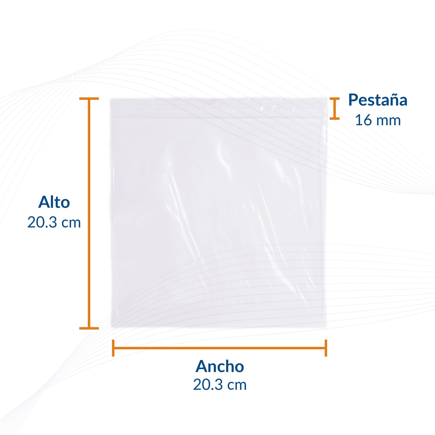 Bolsa resellable 20.3 x 20.3 transparente