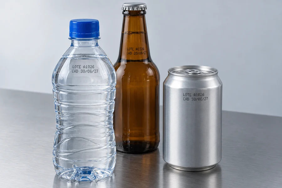 Botellas y envases con lote y caducidad