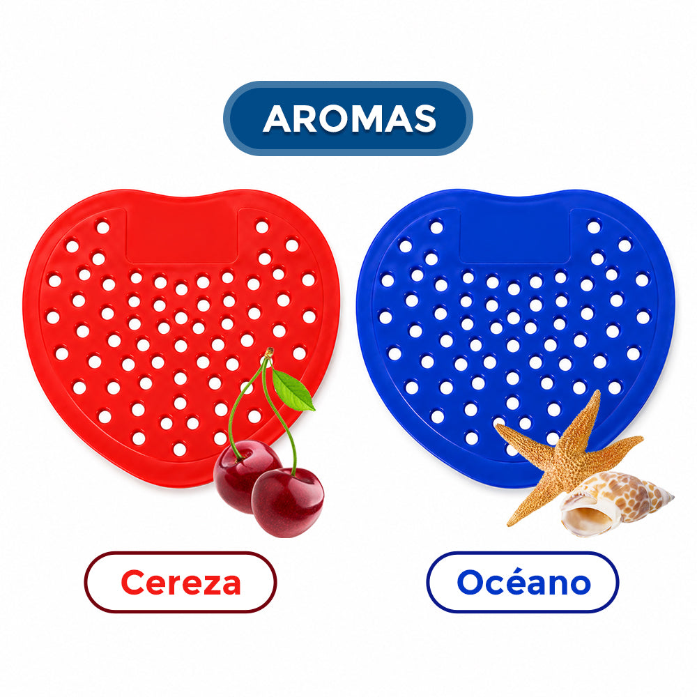 Tapete Liso Antisalpicaduras para Mingitorio - 12 piezas (Cereza u Océano)