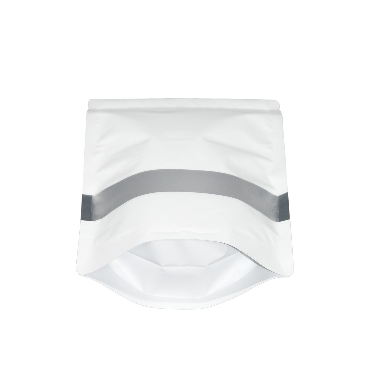 Bolsa Stand Up Pouch Blanca Metalizada con Ventana y Zipper (100 pzas)