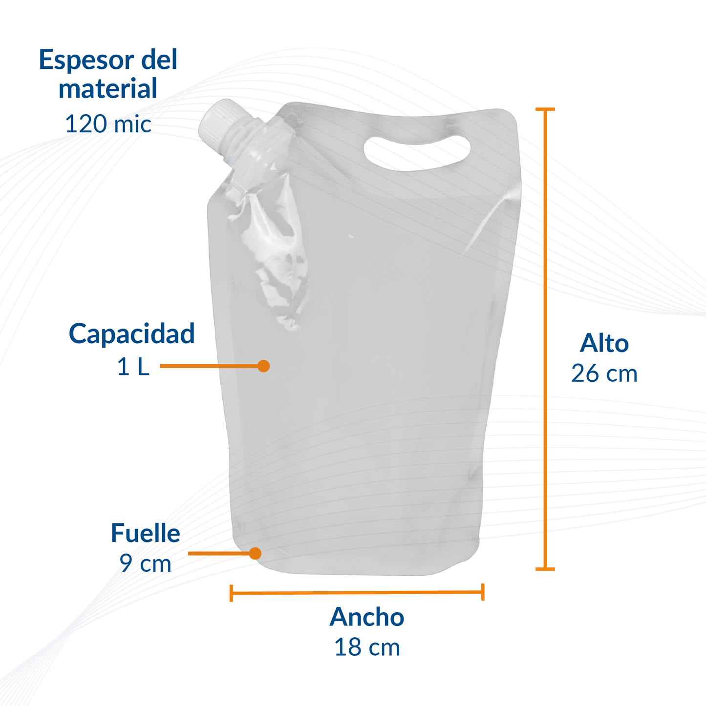 Bolsa Stand Up Pouch con Boquilla para Líquidos – 250 ml a 1 Litro
