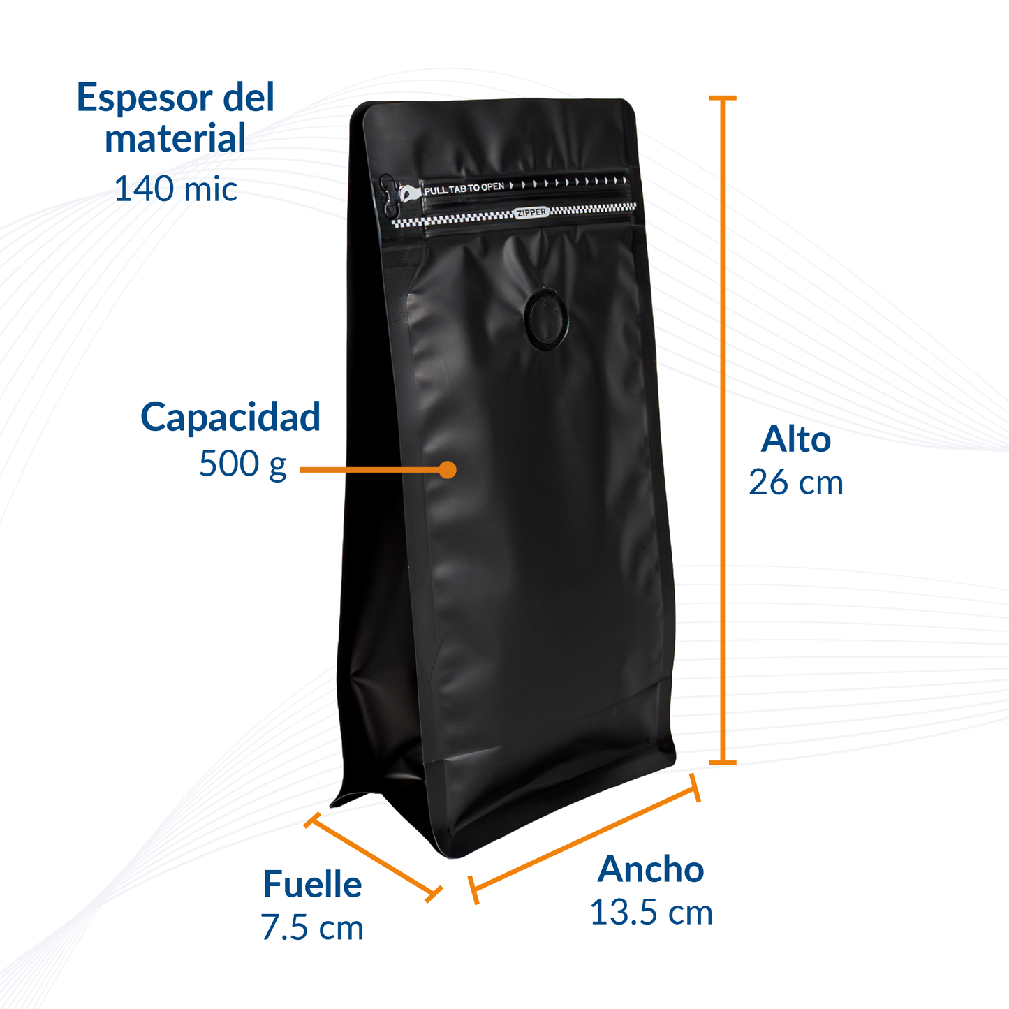 Bolsa Stand Up Pouch con Válvula y Zipper para Café – Blanca o Negra