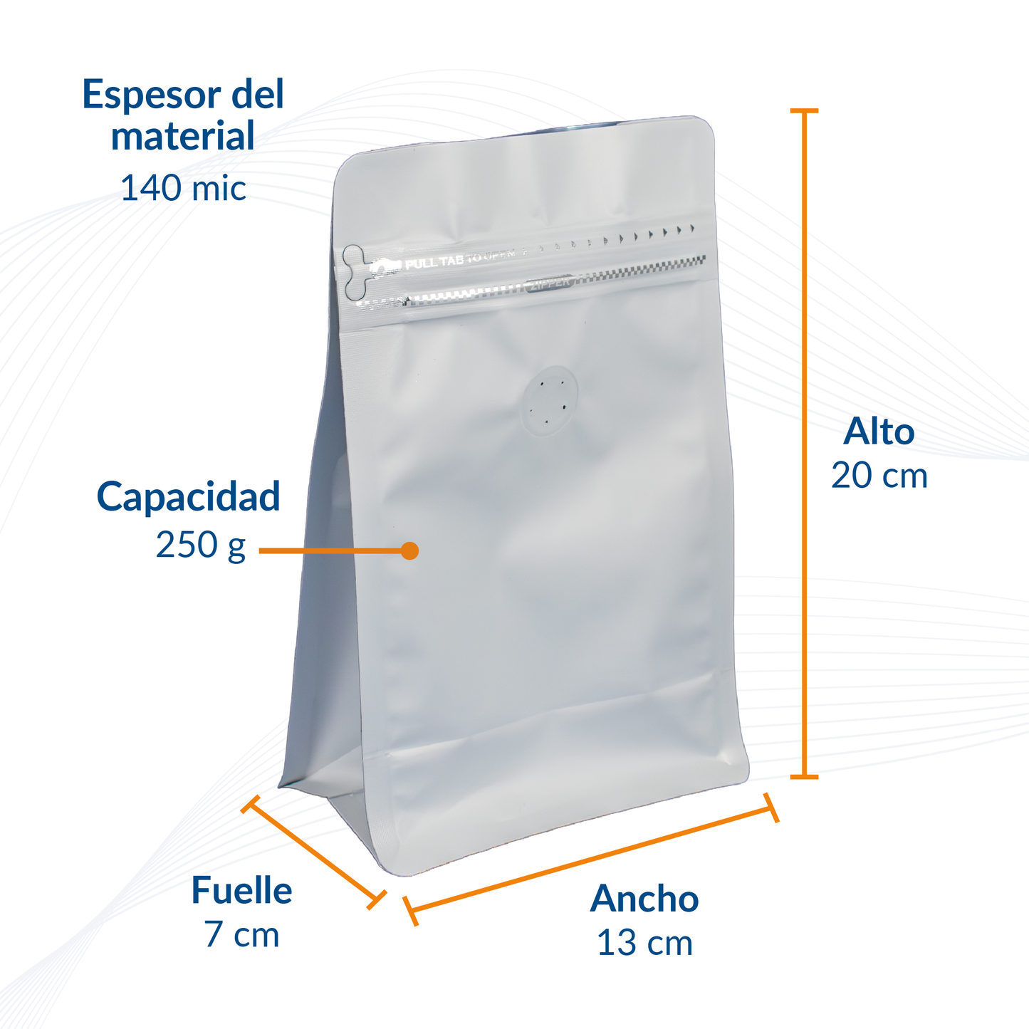Bolsa Stand Up Pouch con Válvula y Zipper para Café – Blanca o Negra