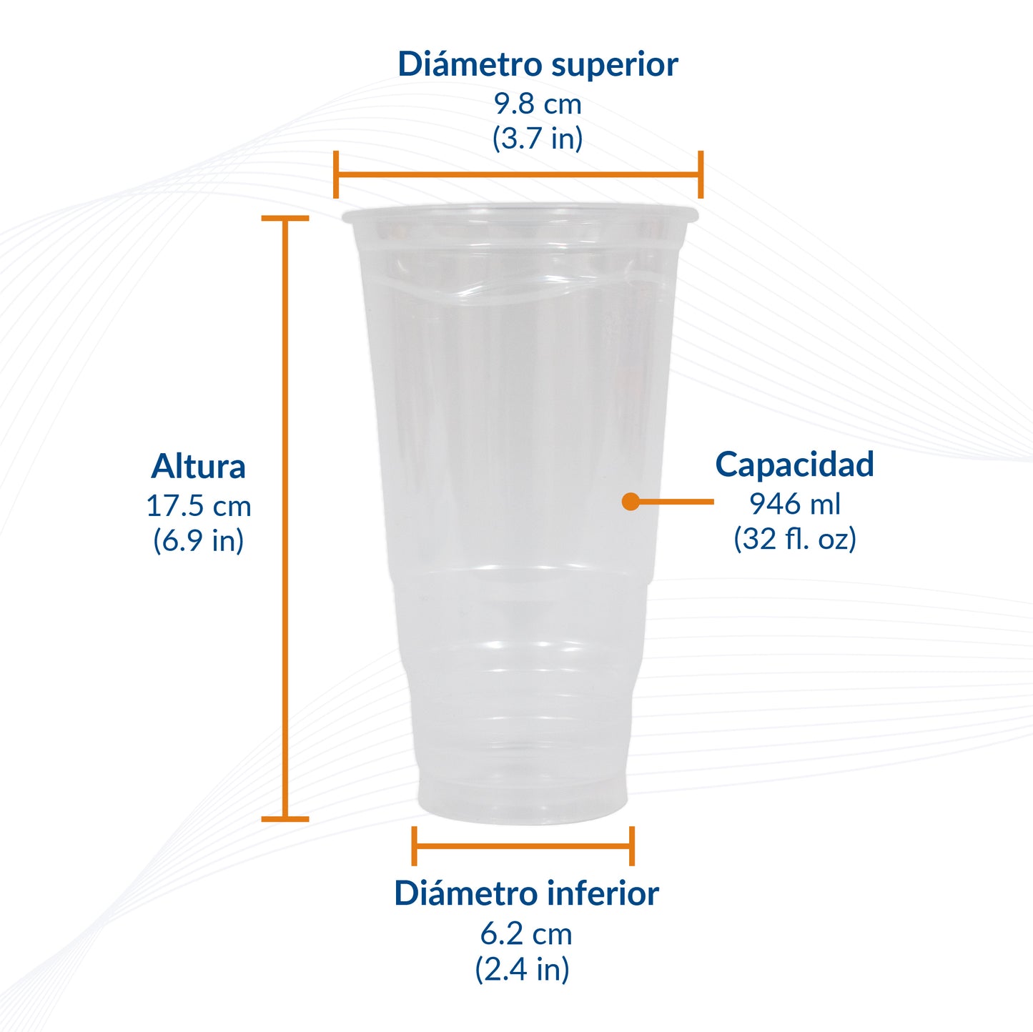 Vaso Fantasy Desechable Transparente #32 – 500 piezas