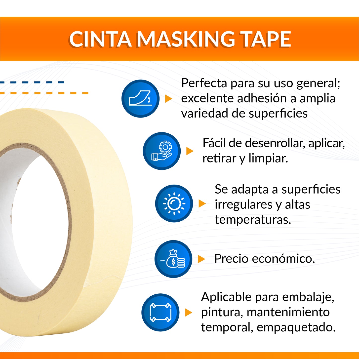 Cinta Adhesiva Masking Tape 12mm X 50m