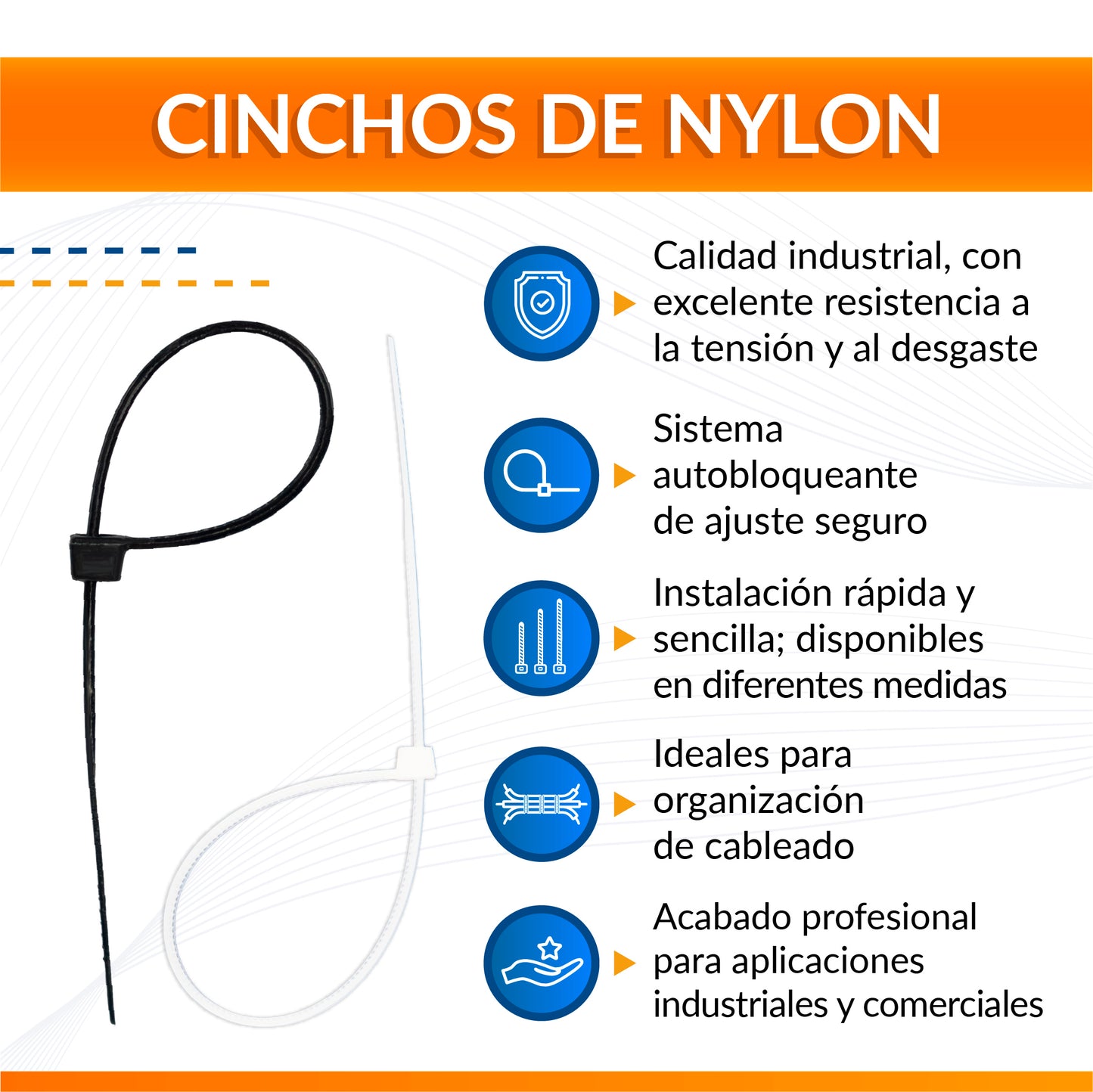 Caja de Cinchos de Nylon Industriales PA66 Alta Resistencia | Packsys