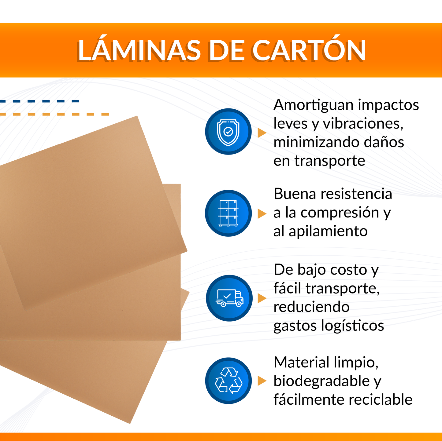 Lámina de Cartón Corrugado para tarimas de  1 x 1.2 mts