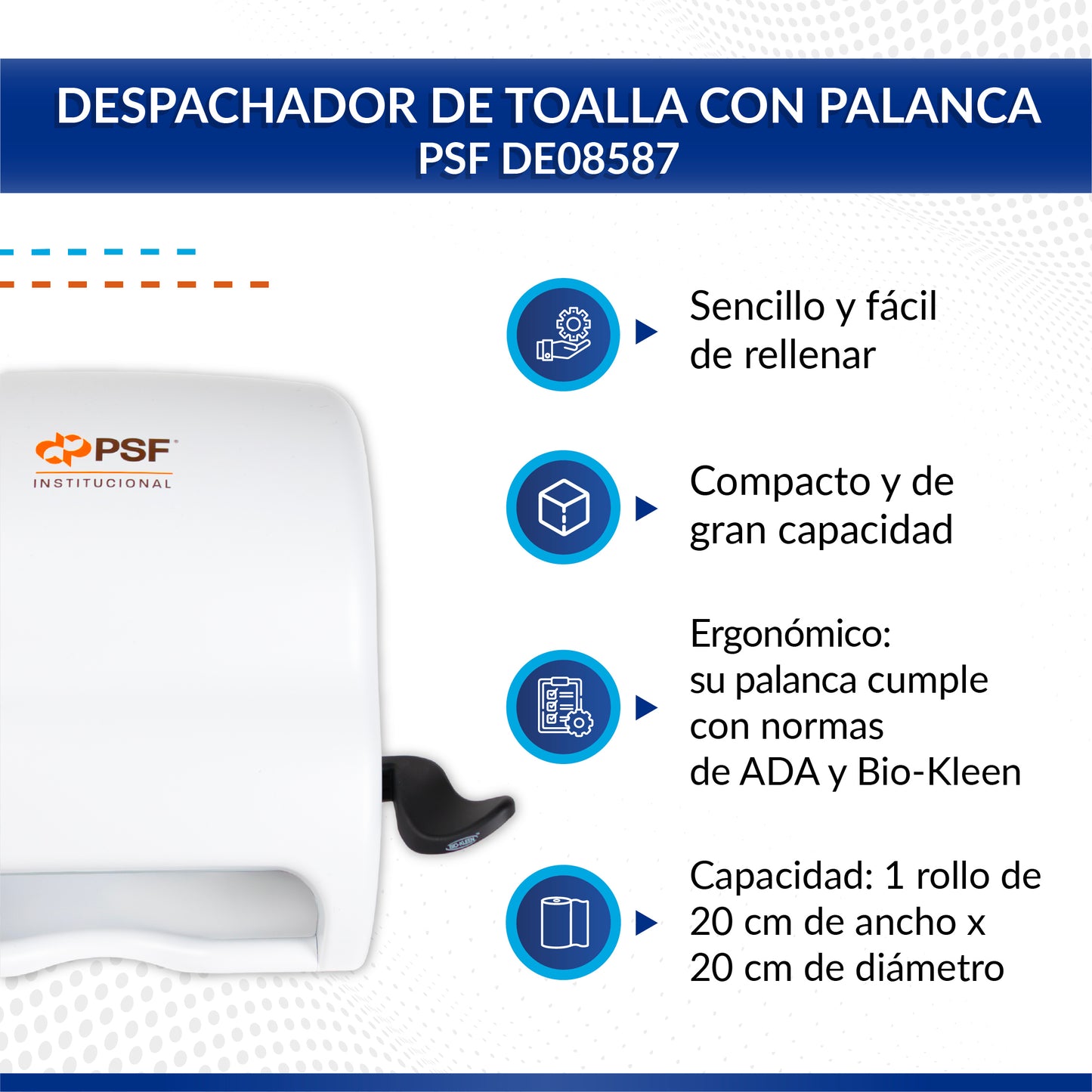 Despachador de Toalla en Rollo PSF con Palanca