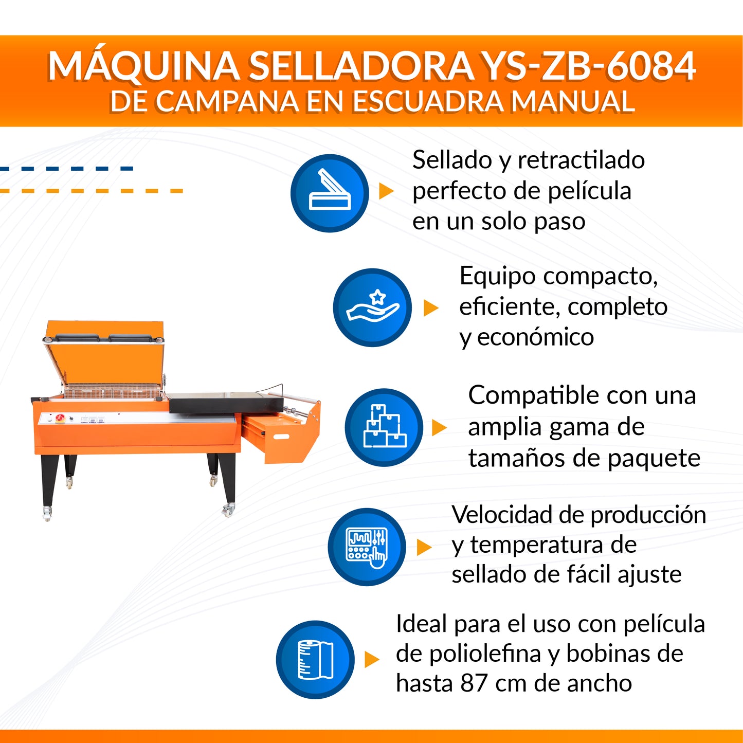 Máquina selladora de campana en escuadra manual YS-ZB-6084