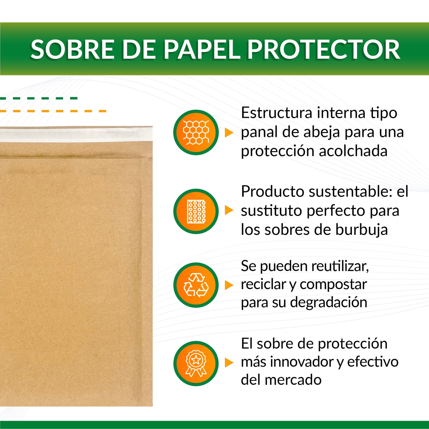 Sobres Protectores de Papel de panal de abeja para productos frágiles