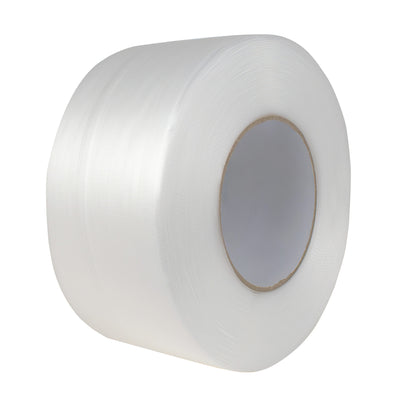 Imagen con fleje de plástico semiautomático color blanco.