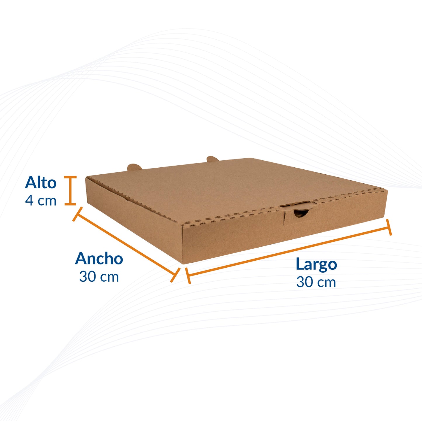 Caja para pizza de 12" (mediana) 30x30x4cm 50 piezas