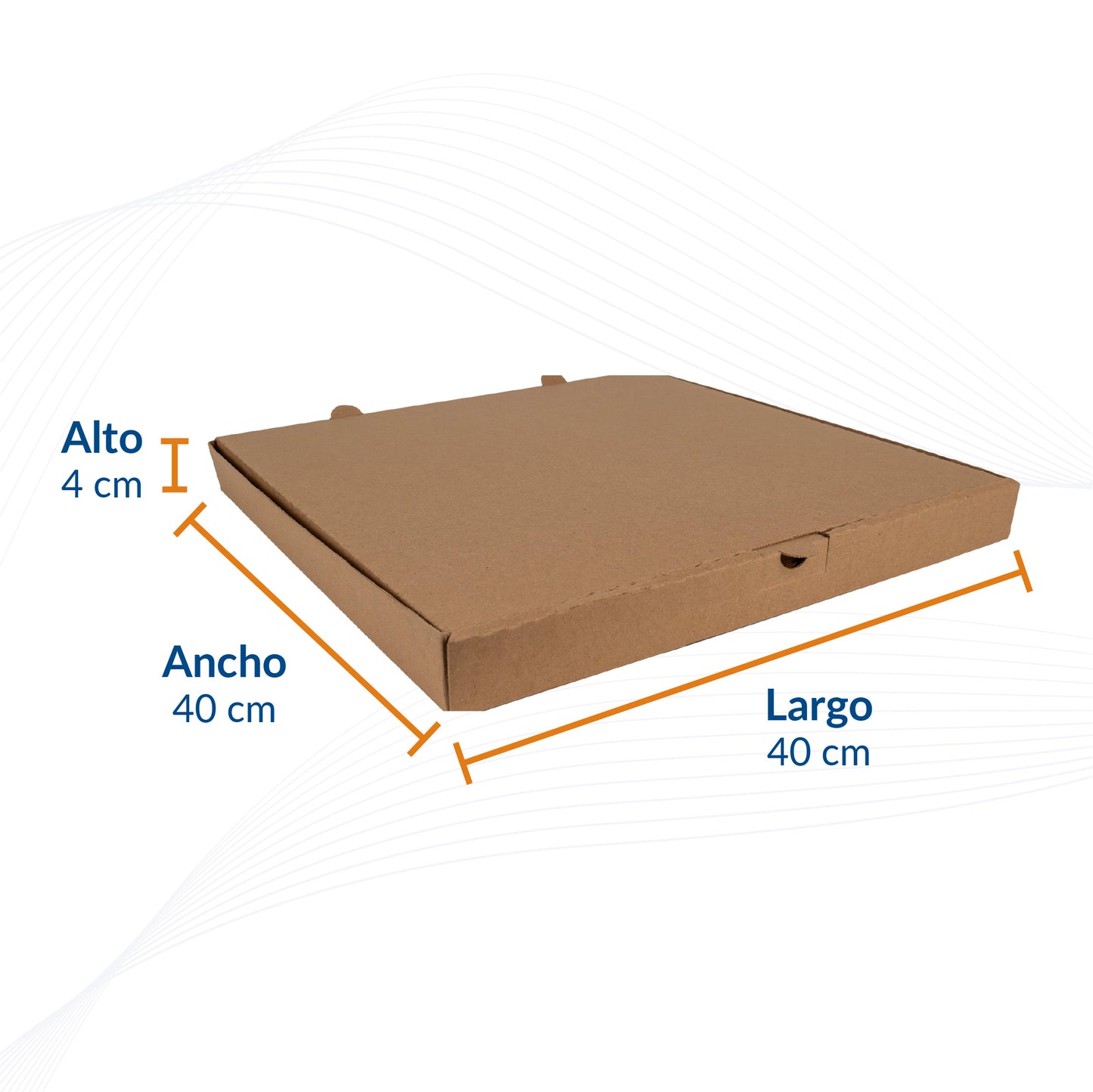 Caja para pizza de 16" (grande) 40x40x4cm 50 piezas