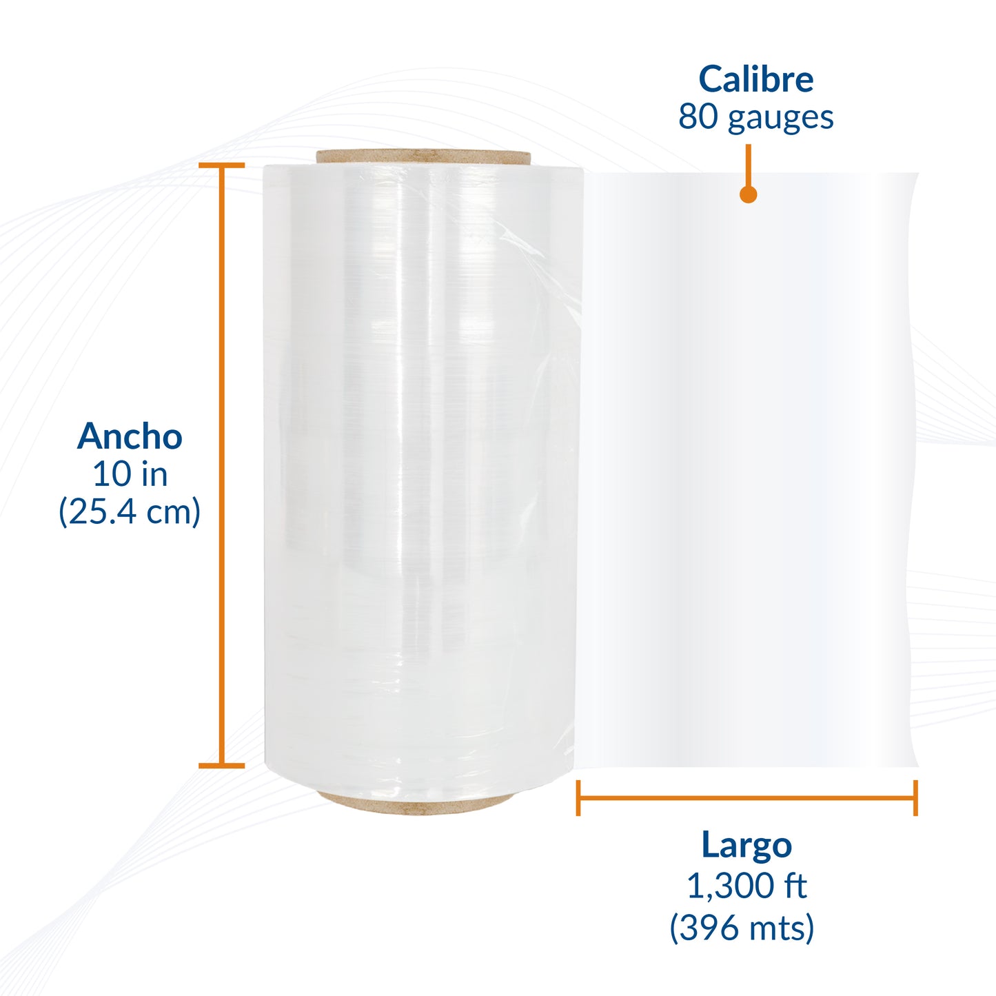 Packsys Película Stretch Manual Rollo de Playo Transparente Estirable 10"