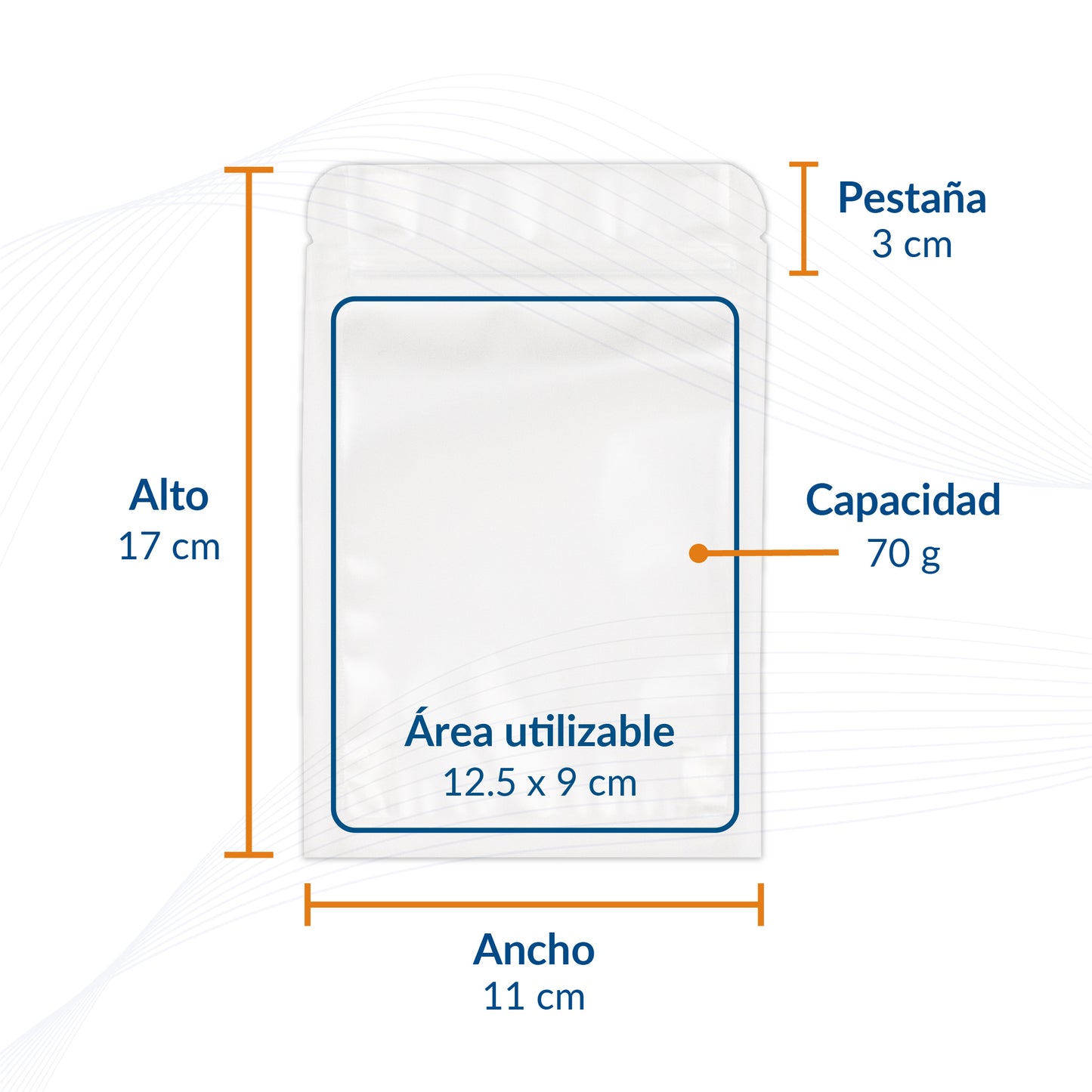 Bolsa Pouch Transparente Mate con Zipper 70g